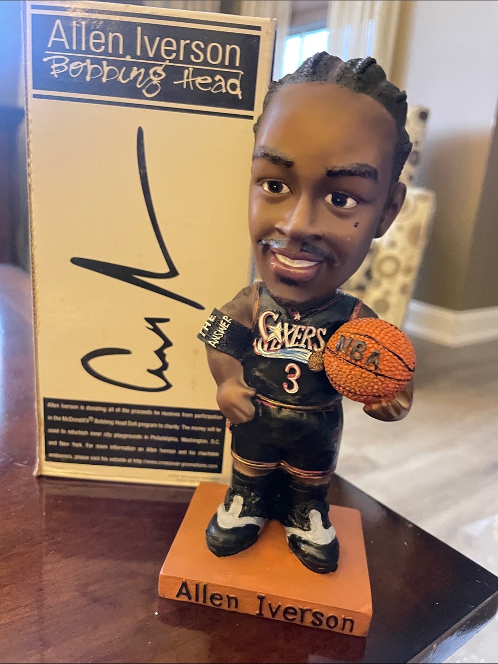McDonald's Allen Iverson Collectible Bobbing Head with black jersey. New in box